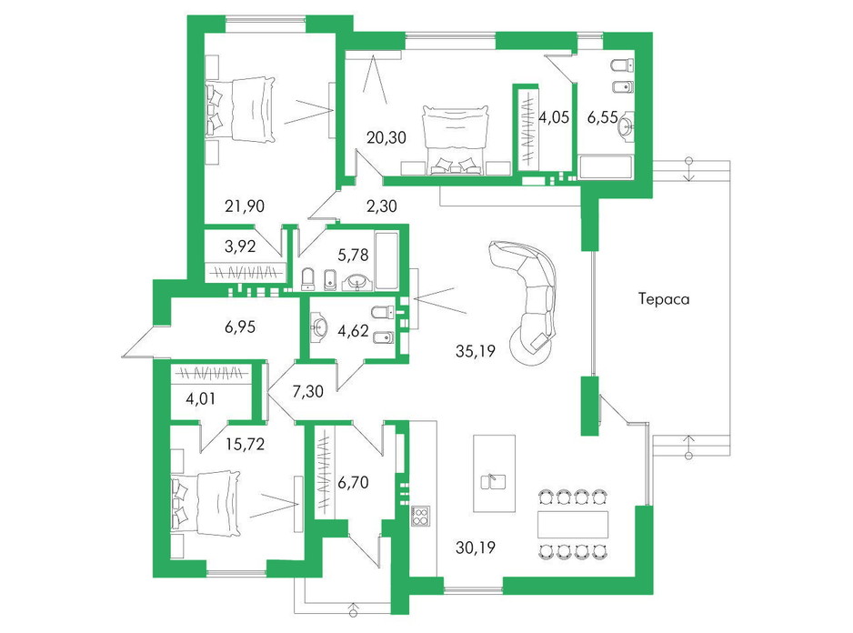 Планировка коттеджа в КГ Белгравия 175 м², фото 254713 Планировка коттеджа в КГ Белгравия 175 м², фото 254713
