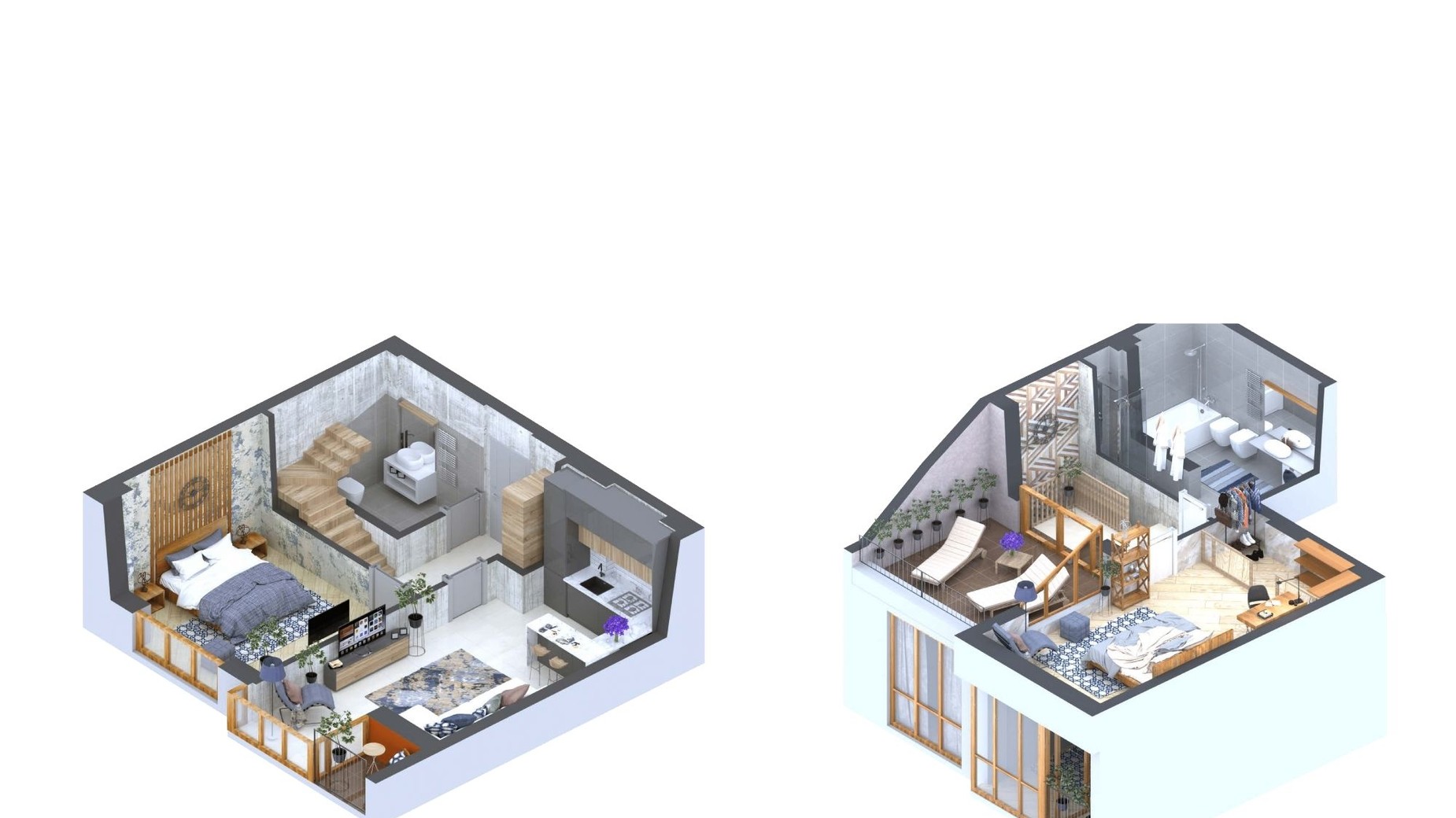 Планування багато­рівневої квартири в ЖК Гостомель Residence 69.83 м², фото 254769