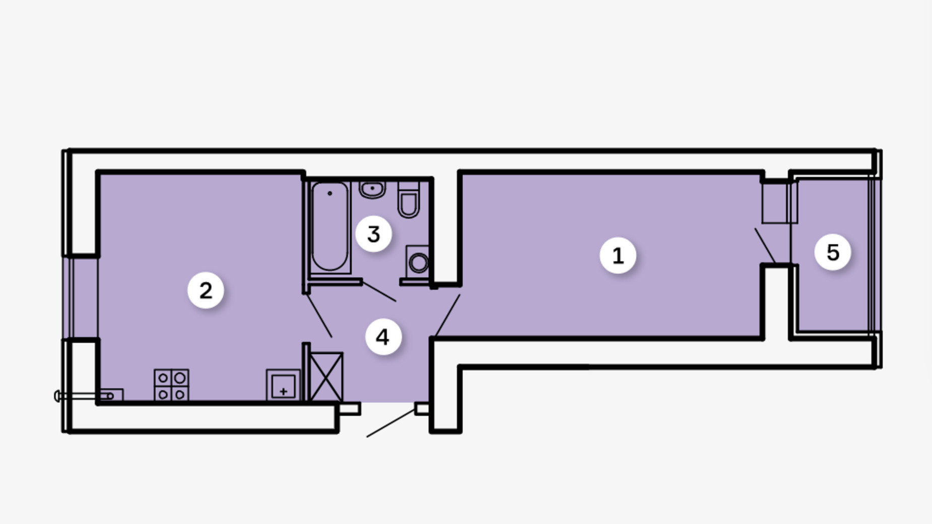 Планировка 1-комнатной квартиры в ЖК Kvartal 43.32 м², фото 256225