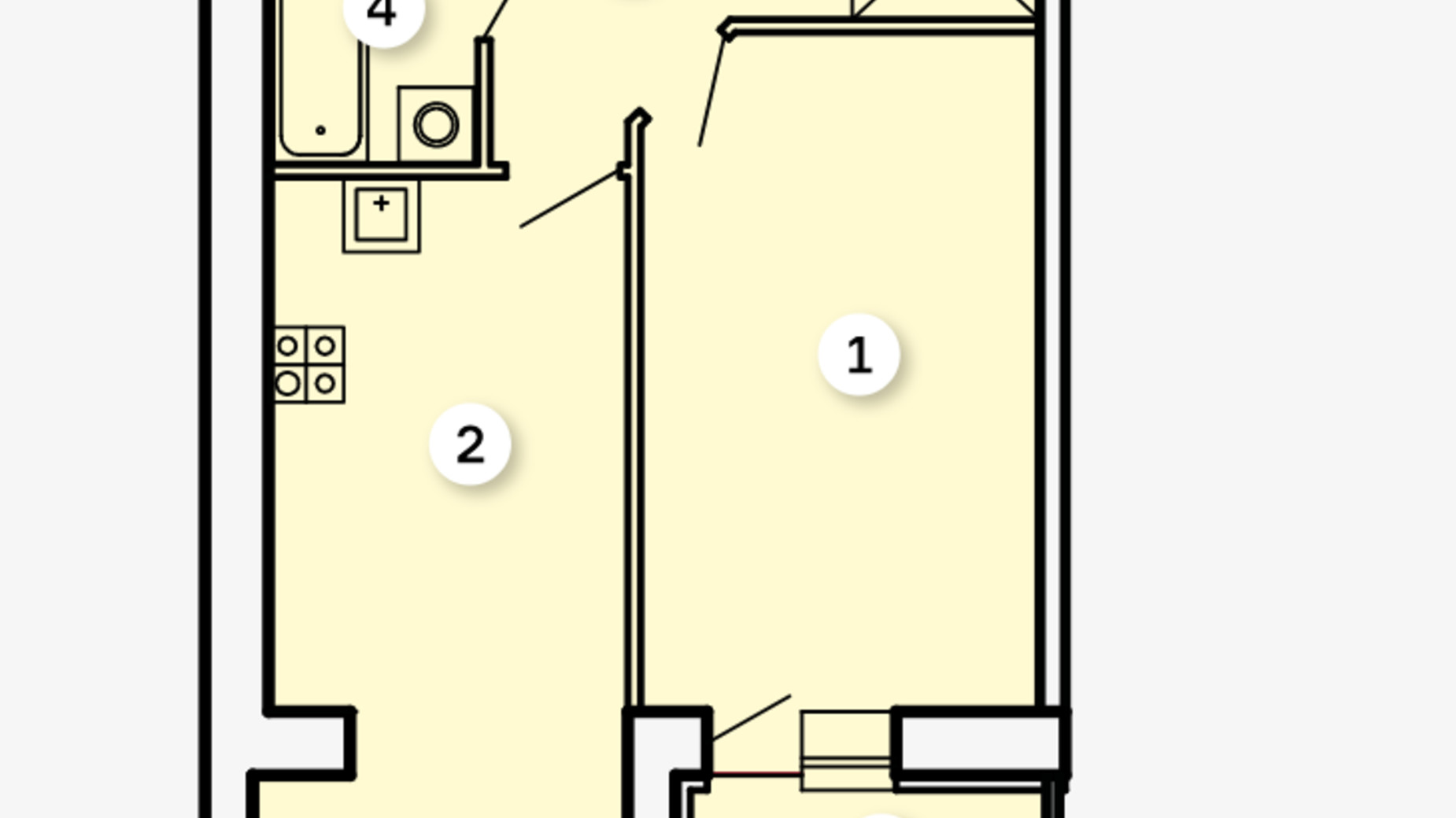 Планування 1-кімнатної квартири в ЖК Kvartal 48.82 м², фото 256228