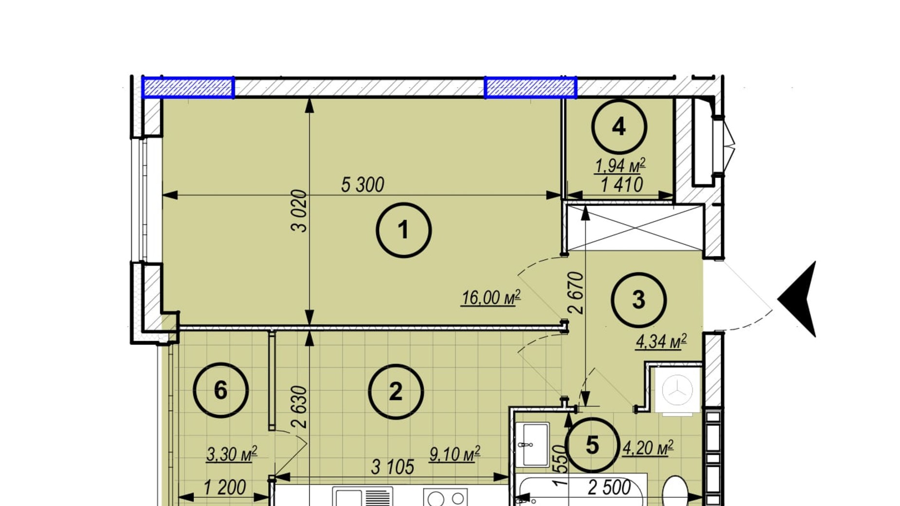 Планировка 1-комнатной квартиры в ЖК Park Plaza 38.88 м², фото 256649