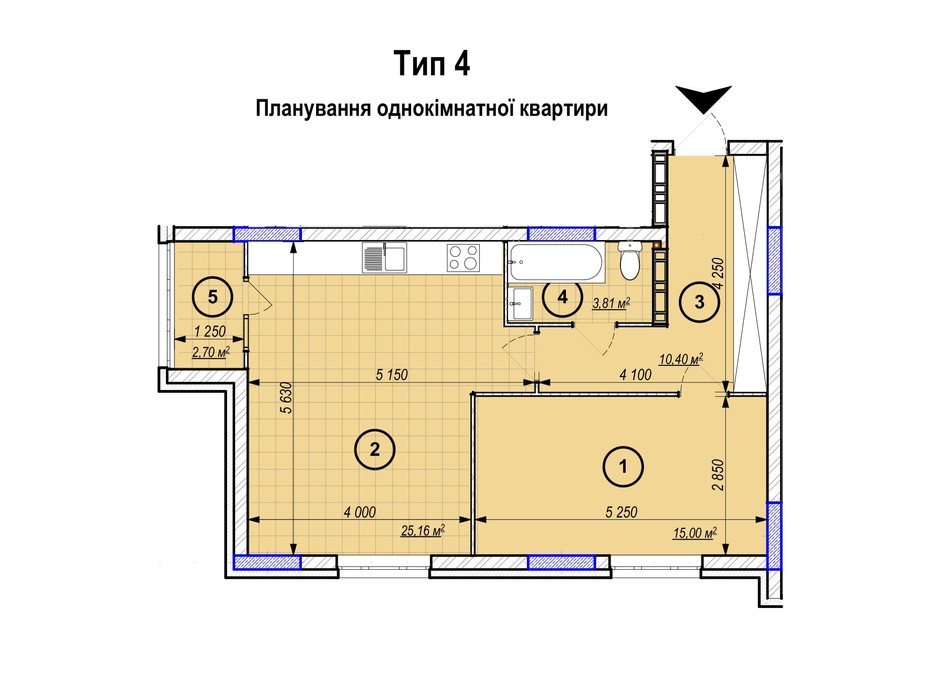 Планування 1-кімнатної квартири в ЖК Park Plaza 57.07 м², фото 256651 Планування 1-кімнатної квартири в ЖК Park Plaza 57.07 м², фото 256651