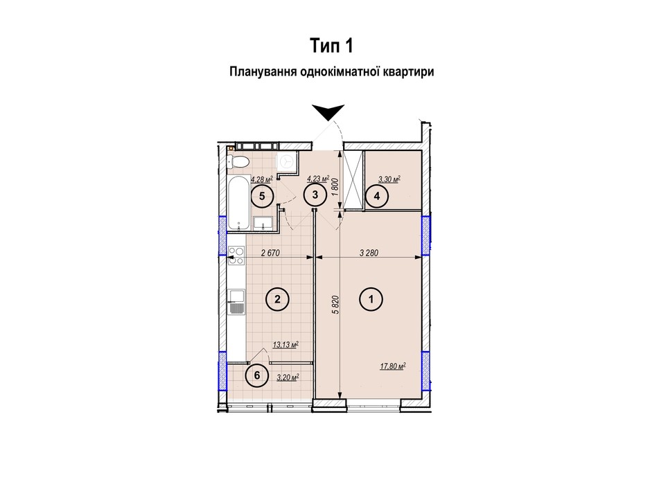 Планування 1-кімнатної квартири в ЖК Park Plaza 45.94 м², фото 256653 Планування 1-кімнатної квартири в ЖК Park Plaza 45.94 м², фото 256653