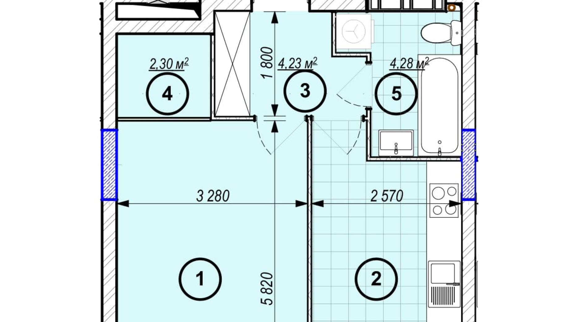 Планировка 1-комнатной квартиры в ЖК Park Plaza 40.71 м², фото 256657