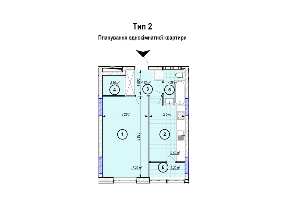 Планування 1-кімнатної квартири в ЖК Park Plaza 40.71 м², фото 256657 Планування 1-кімнатної квартири в ЖК Park Plaza 40.71 м², фото 256657