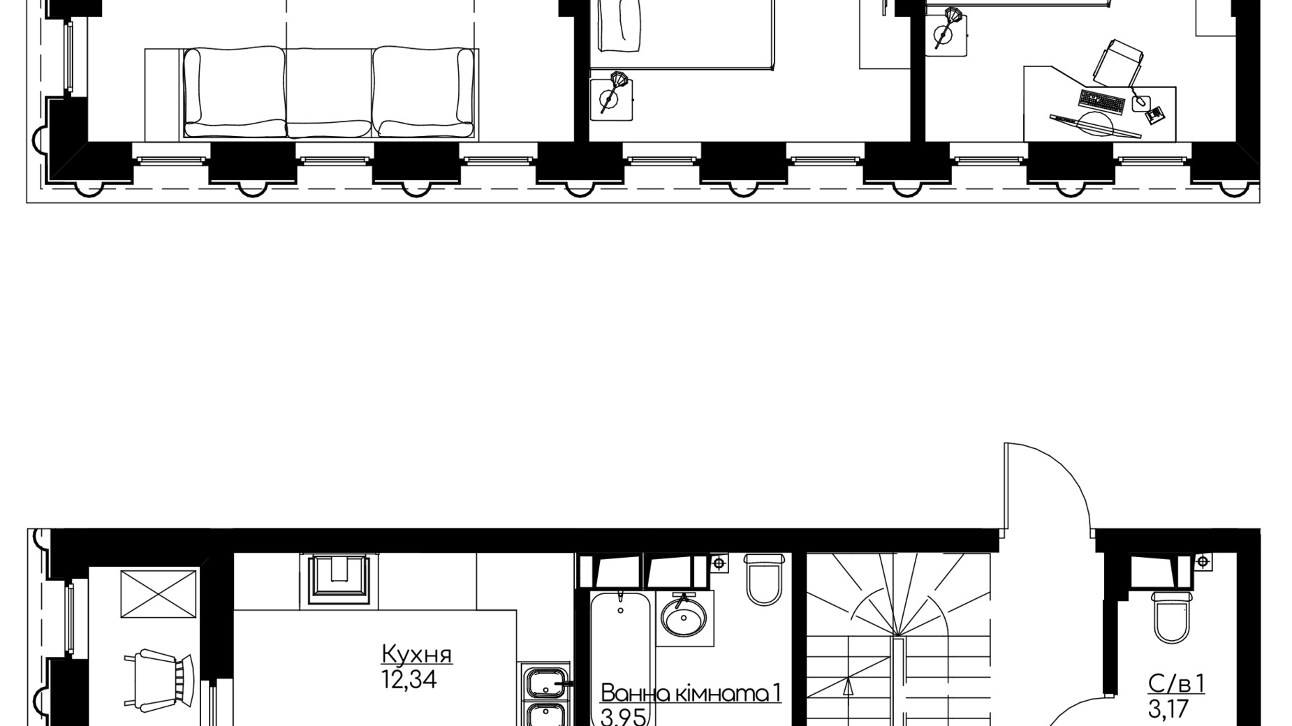 Планування багато­рівневої квартири в ЖК Chicago Central House 193.8 м², фото 257302