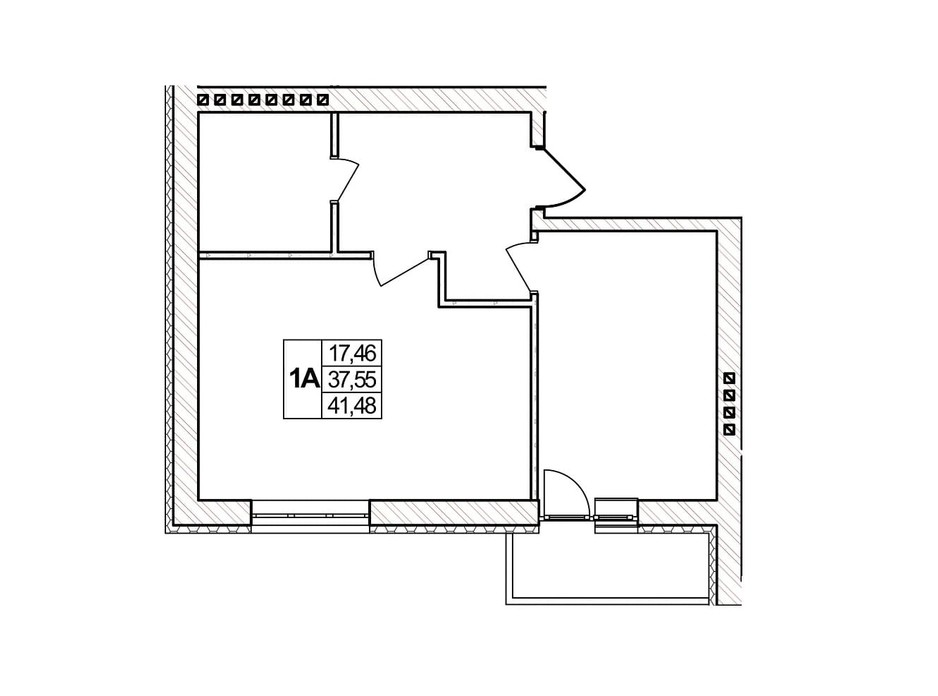 Планування 1-кімнатної квартири в ЖК Озерний 41.48 м², фото 257398 Планування 1-кімнатної квартири в ЖК Озерний 41.48 м², фото 257398