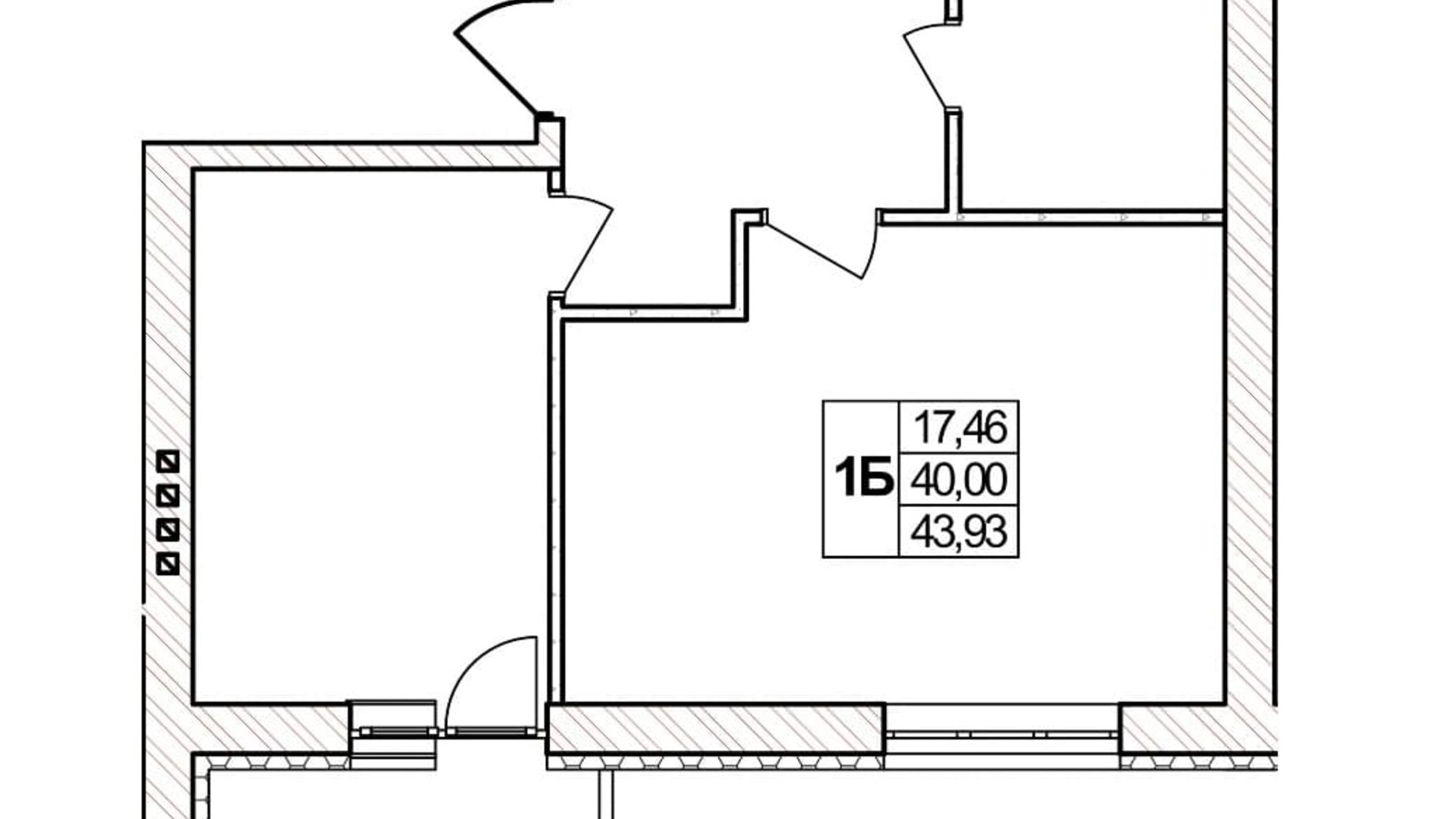 Планування 1-кімнатної квартири в ЖК Озерний 43.93 м², фото 257399