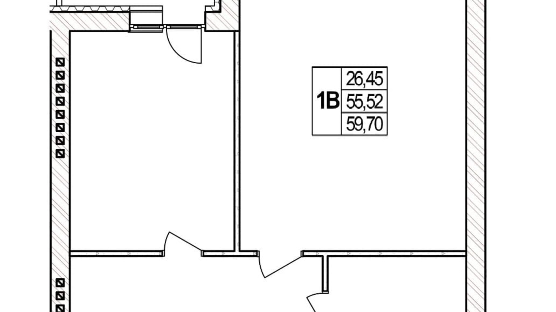 Планировка 2-комнатной квартиры в ЖК Озерний 59.7 м², фото 257400