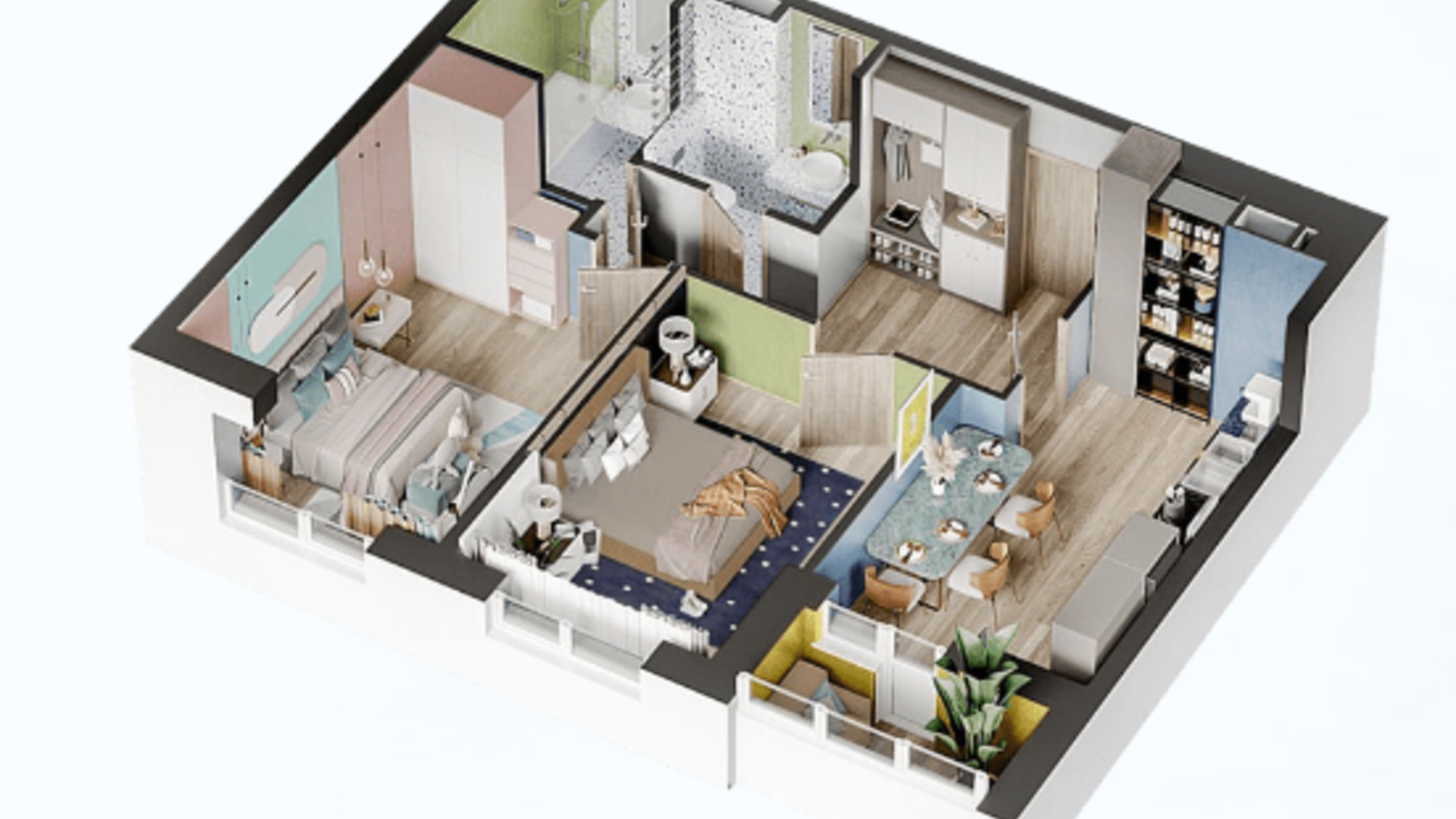 Планування 2-кімнатної квартири в ЖК Святобор 61.39 м², фото 259348