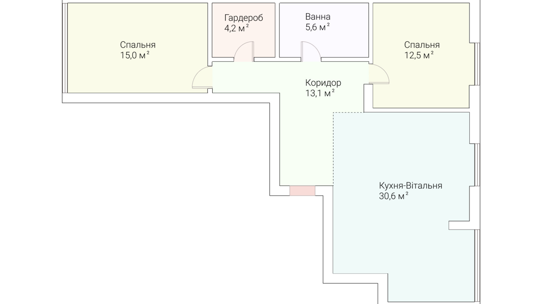Планировка 2-комнатной квартиры в ЖК Европейский Квартал 81 м², фото 259538