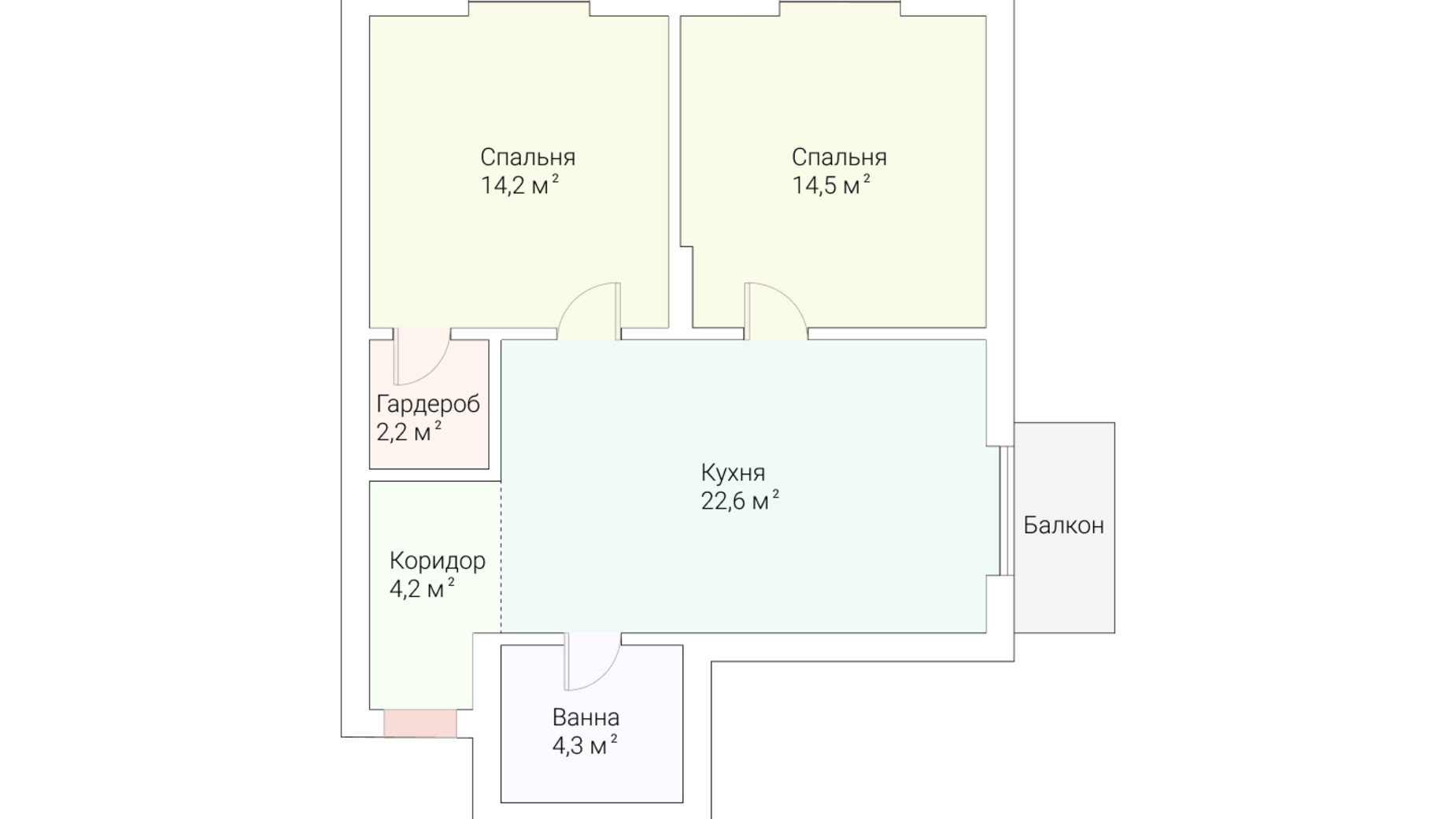 Планировка 1-комнатной квартиры в ЖК Европейский Квартал 39 м², фото 259539