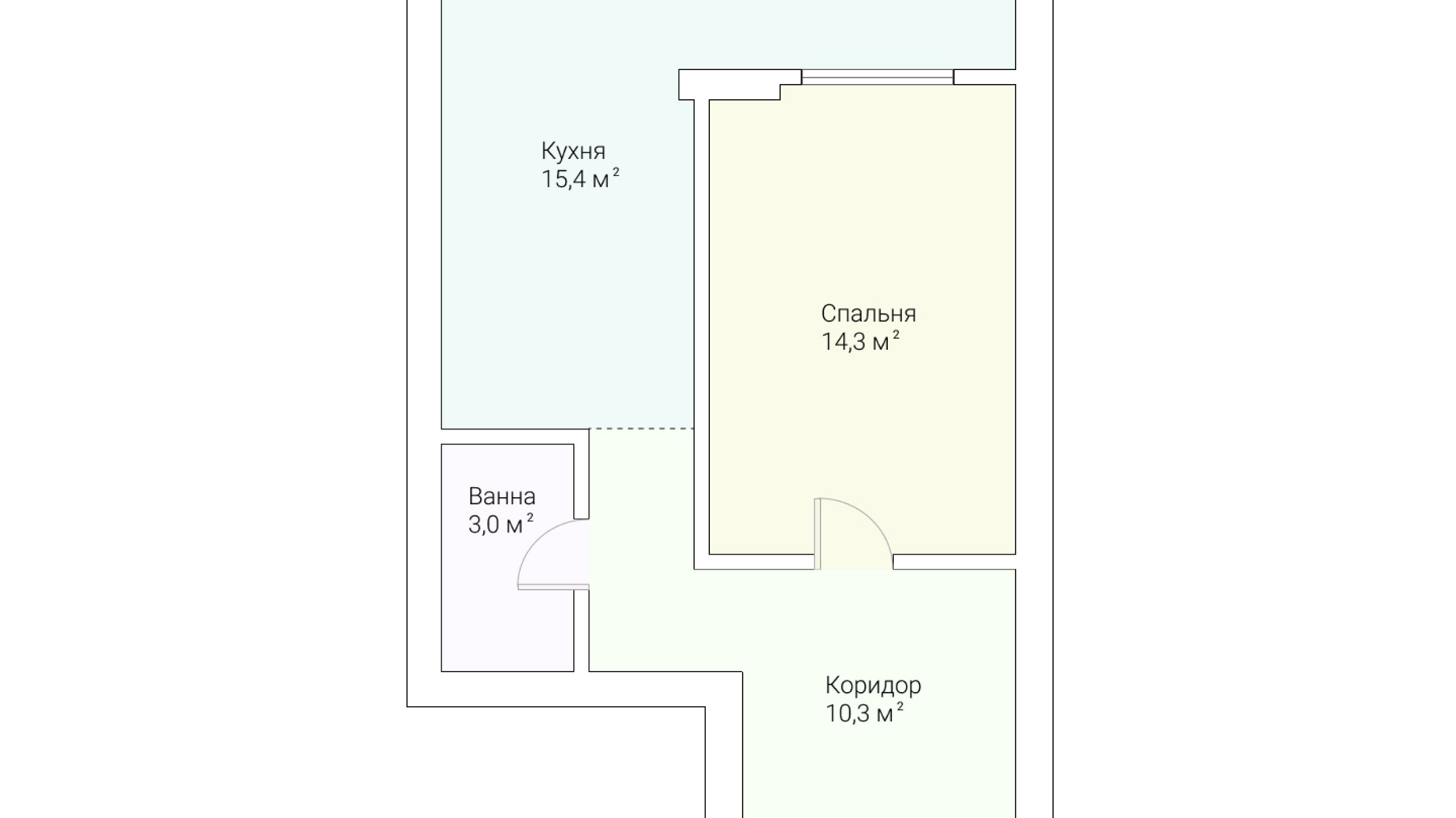 Планування 1-кімнатної квартири в ЖК Європейський Квартал 43 м², фото 259540