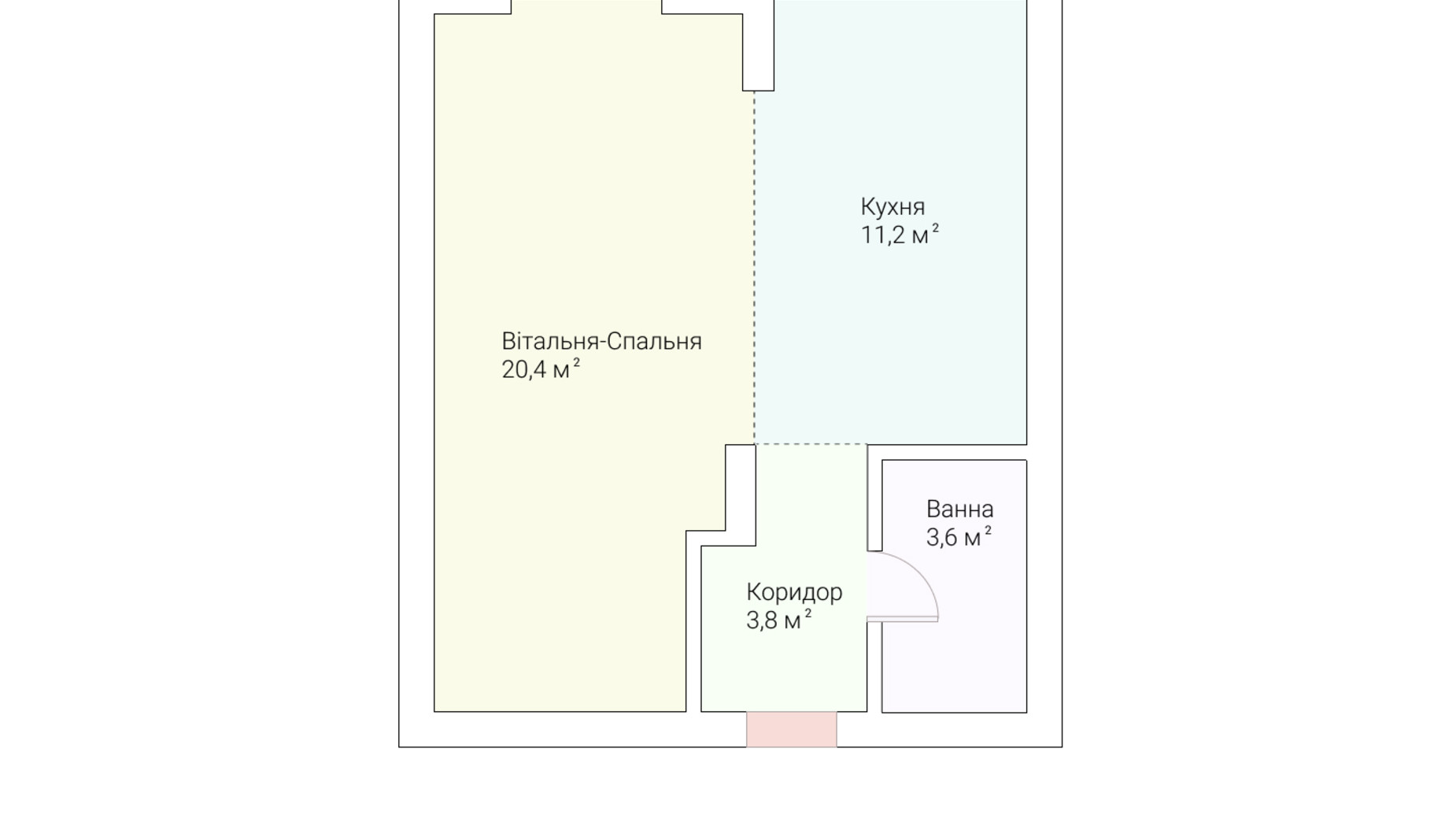 Планировка 1-комнатной квартиры в ЖК Европейский Квартал 39 м², фото 259541