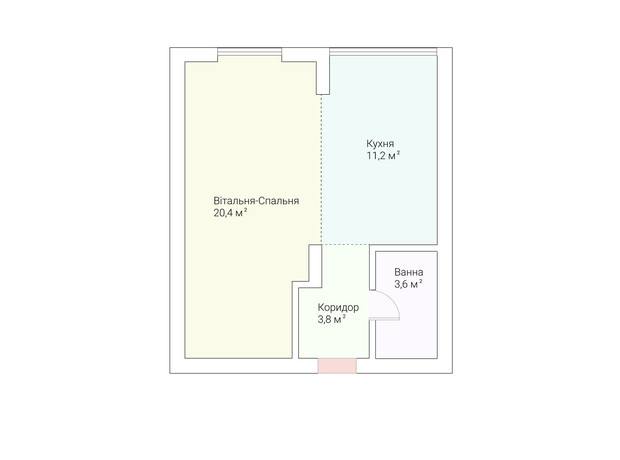 ЖК Европейский Квартал: планировка 1-комнатной квартиры 39 м²