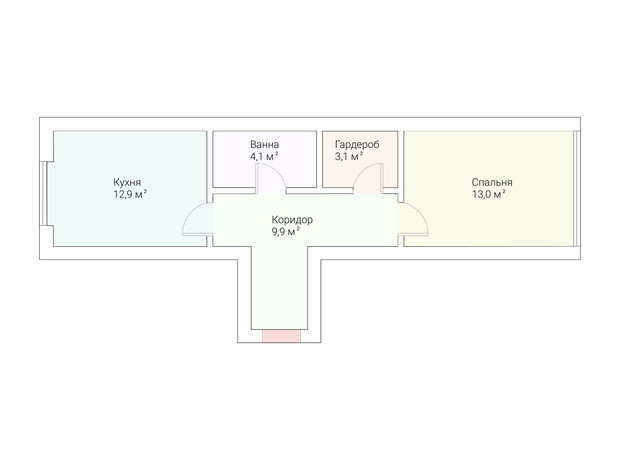 ЖК Европейский Квартал: планировка 1-комнатной квартиры 43 м²