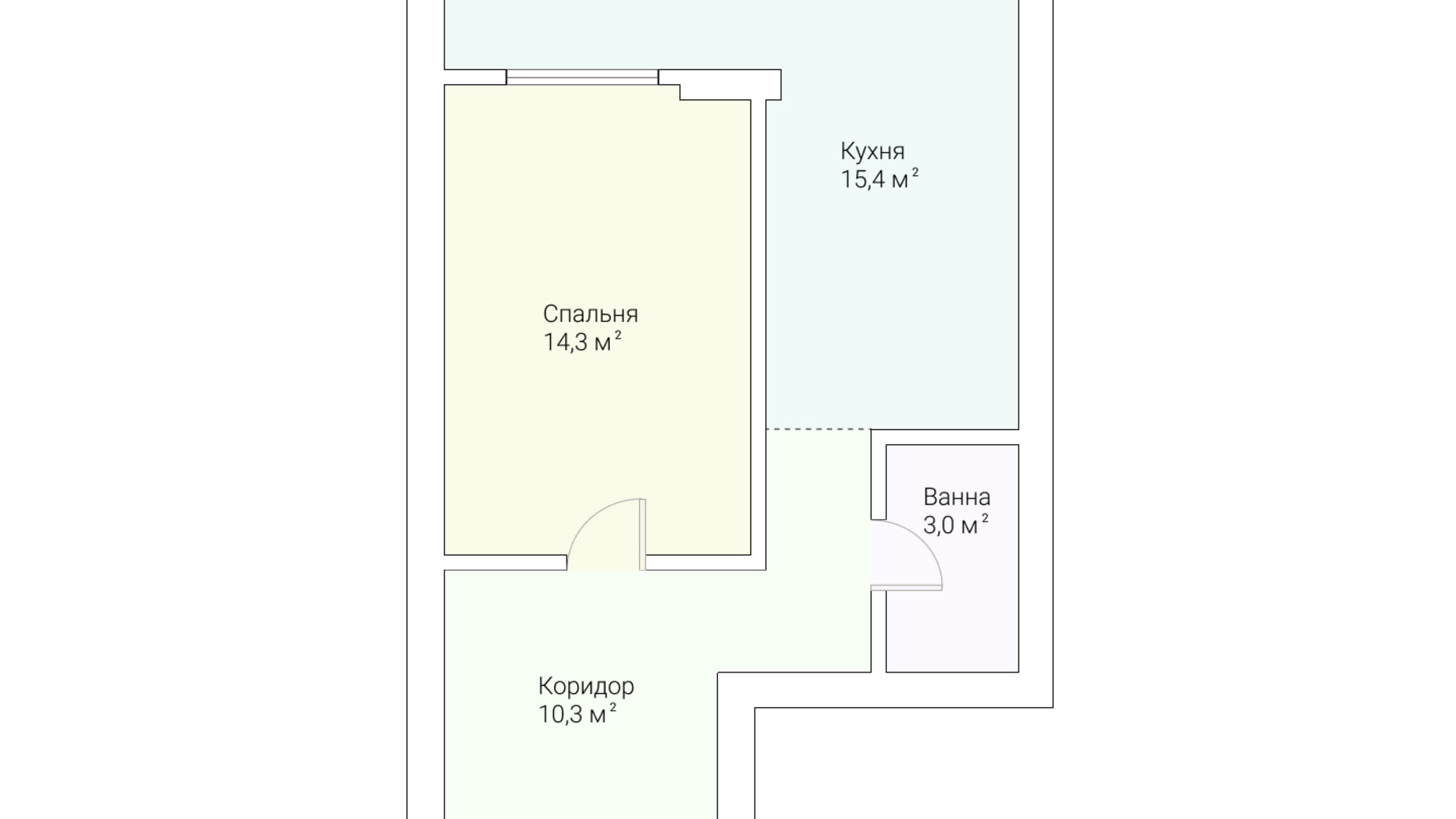 Планировка 1-комнатной квартиры в ЖК Европейский Квартал 43 м², фото 259548