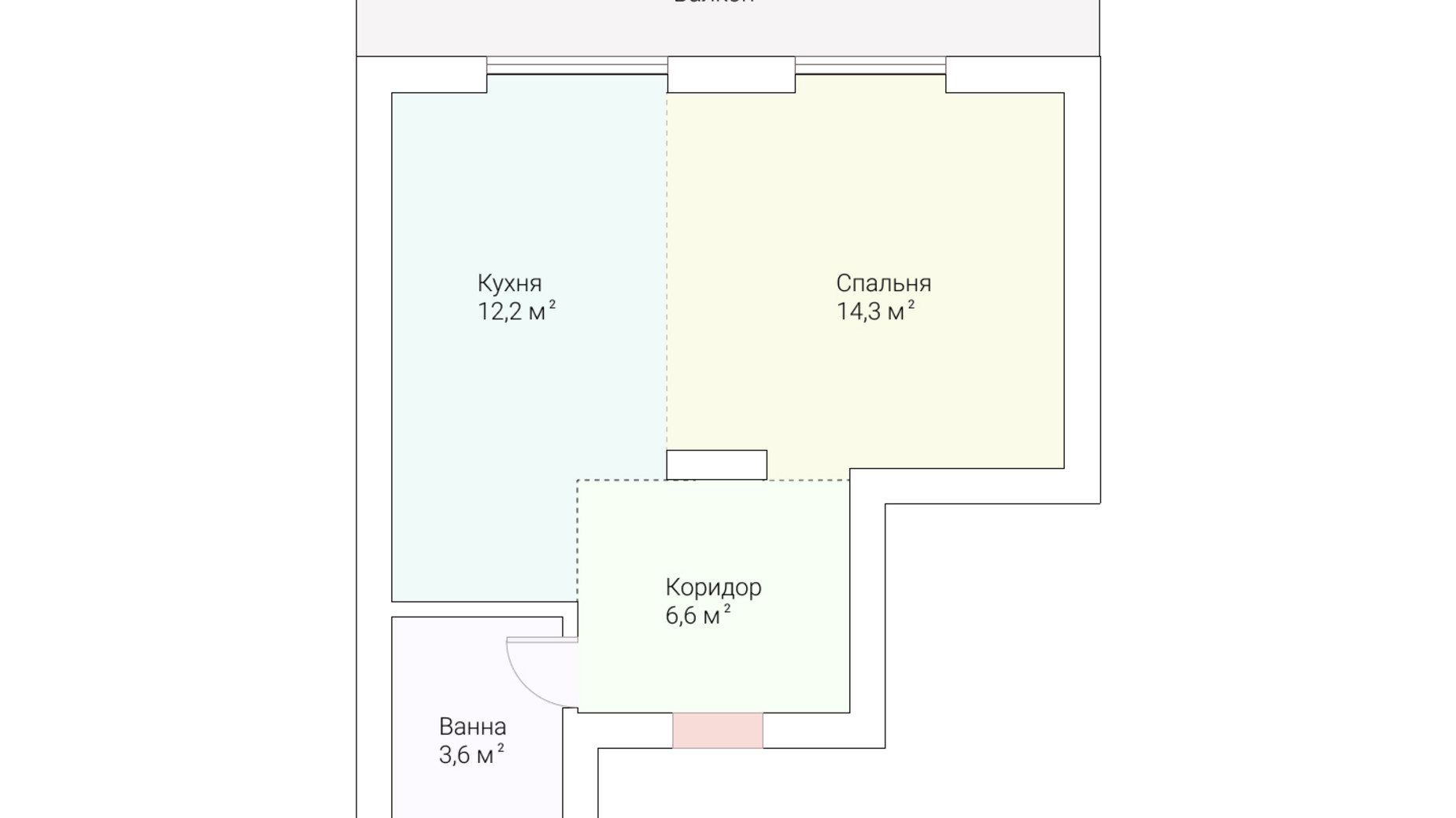 Планування 1-кімнатної квартири в ЖК Європейський Квартал 39 м², фото 259549