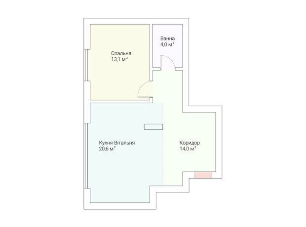 ЖК Европейский Квартал: планировка 1-комнатной квартиры 48 м²