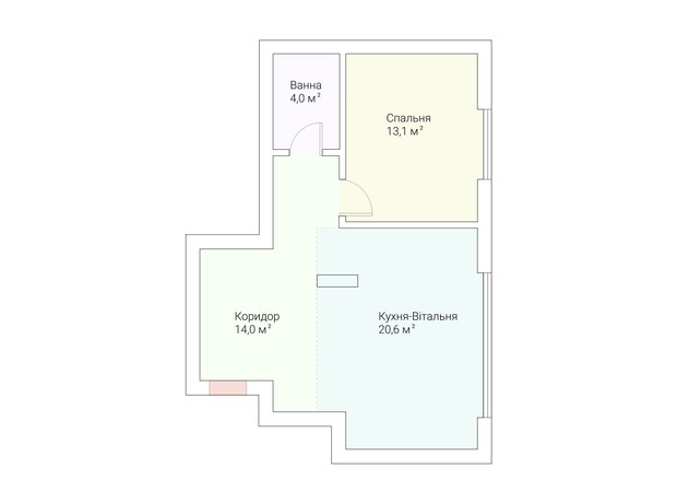 ЖК Европейский Квартал: планировка 1-комнатной квартиры 46 м²