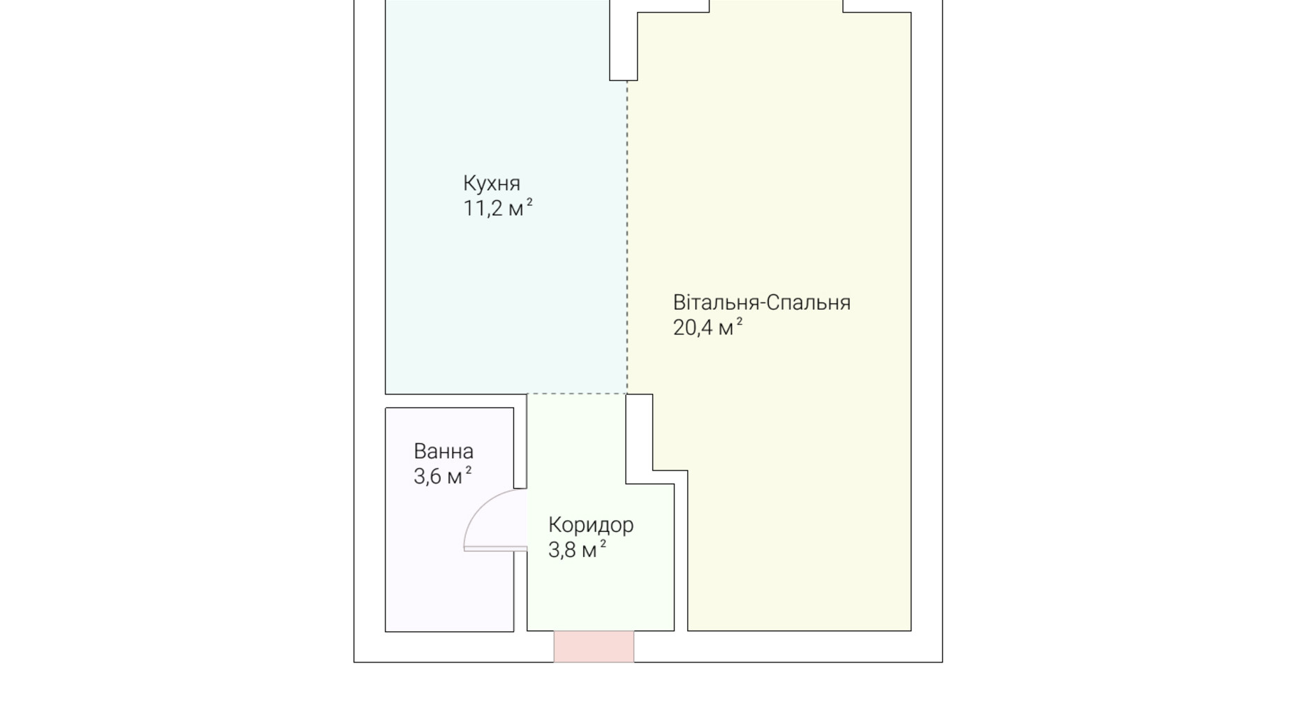 Планування 1-кімнатної квартири в ЖК Європейський Квартал 39 м², фото 259580