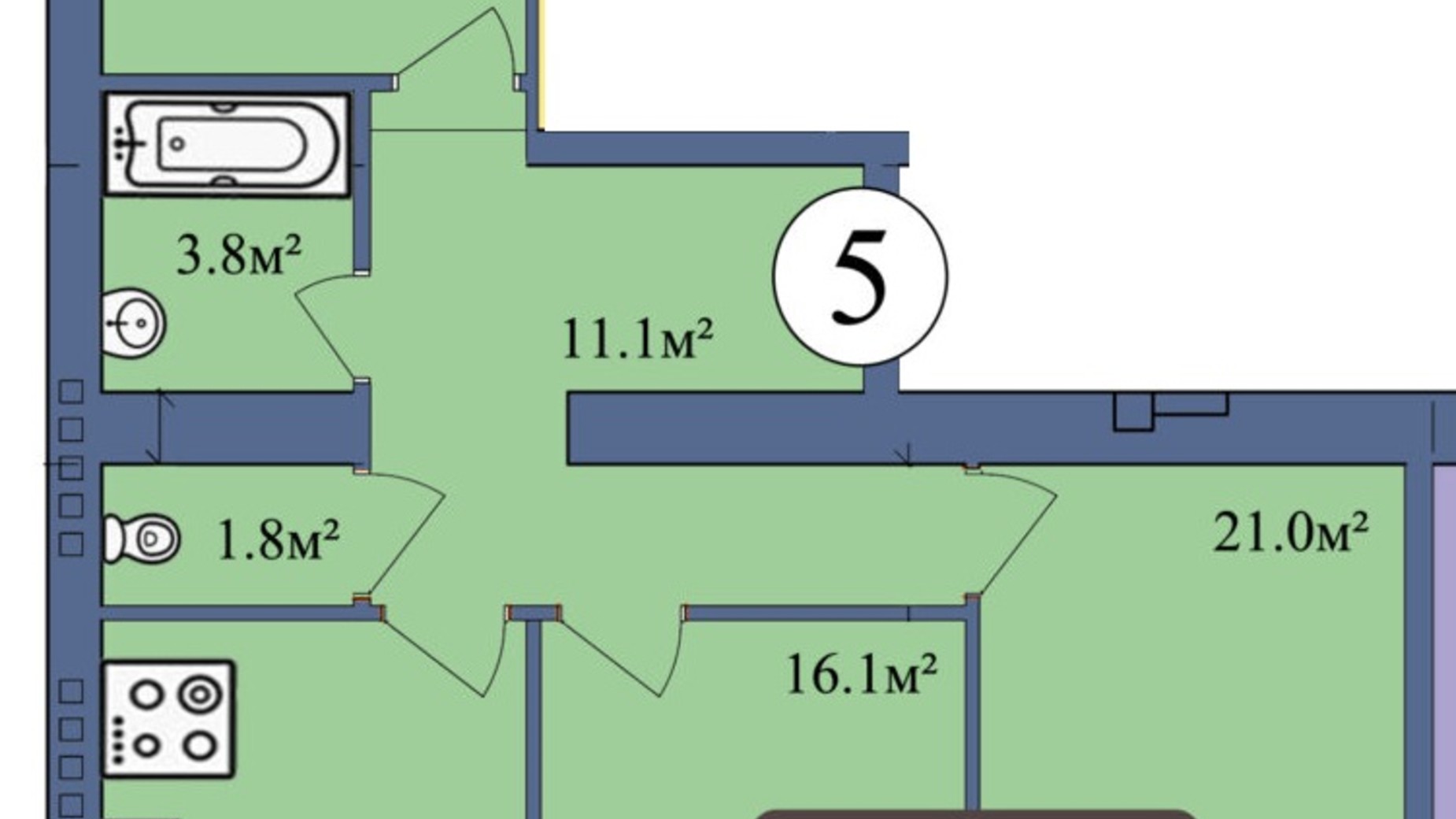 Планировка 3-комнатной квартиры в ЖК Мрія Миколаїв 84.2 м², фото 260256