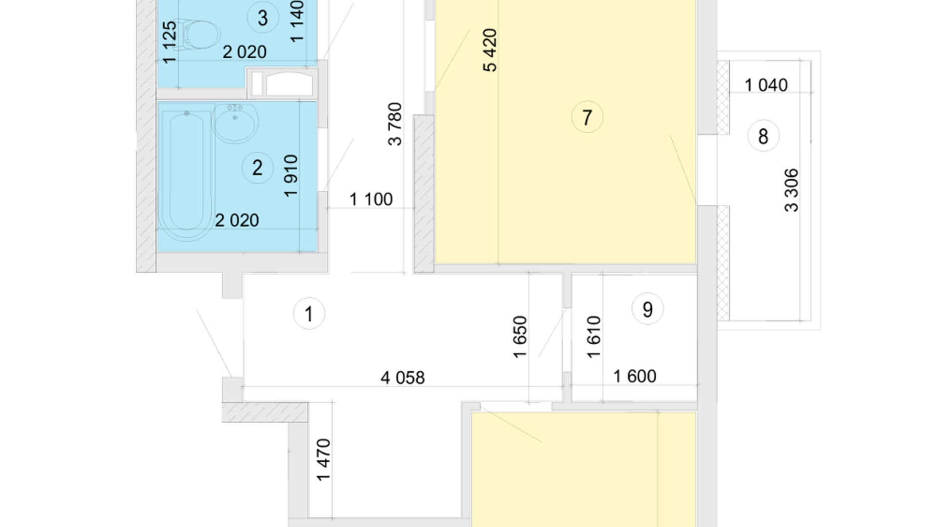 Планировка 2-комнатной квартиры в ЖК Голосеевская Долина 67.87 м², фото 260346