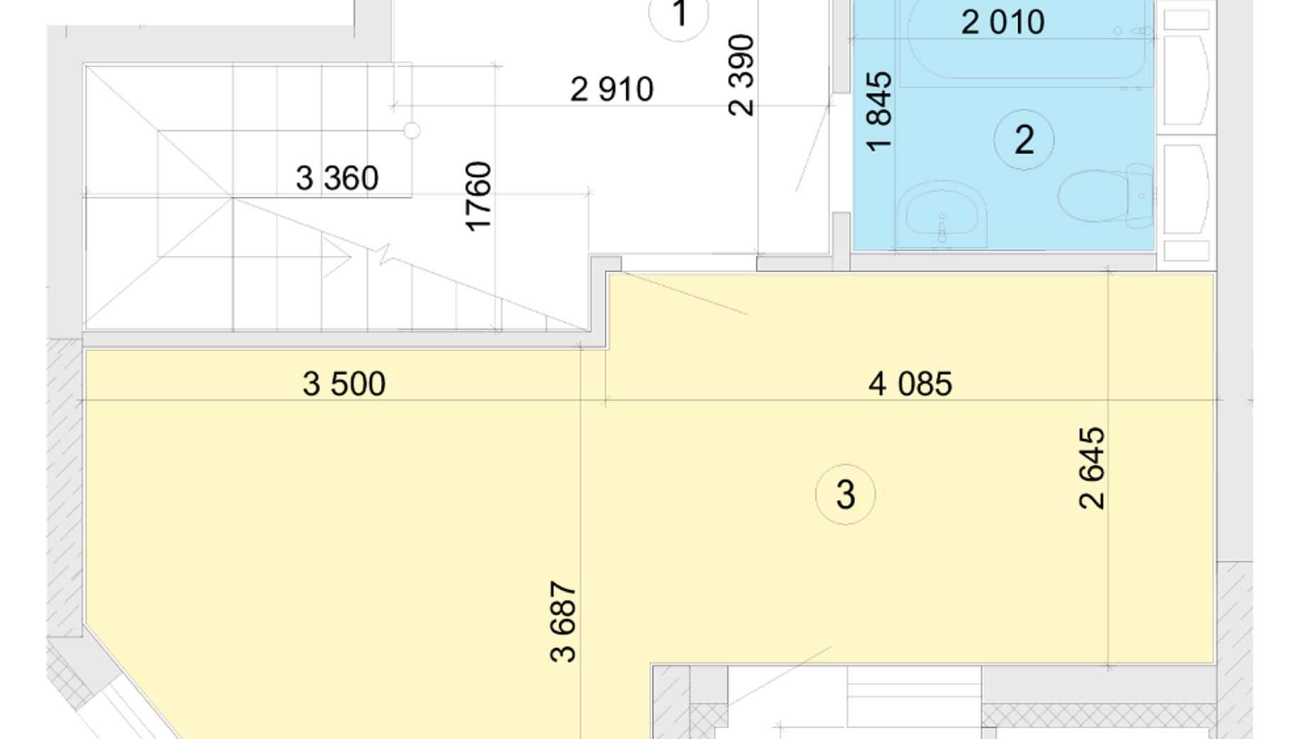 Планировка много­уровневой квартиры в ЖК Голосеевская Долина 80.54 м², фото 260355