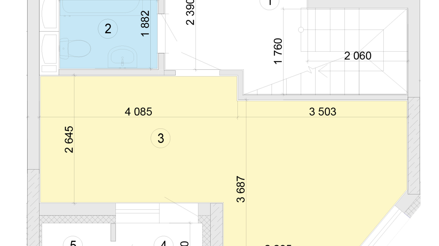 Планировка много­уровневой квартиры в ЖК Голосеевская Долина 80.7 м², фото 260356