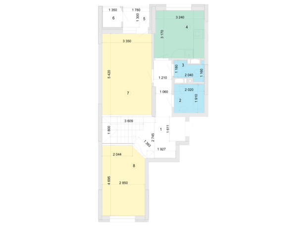 ЖК Голосеевская Долина: планировка 2-комнатной квартиры 87.7 м²