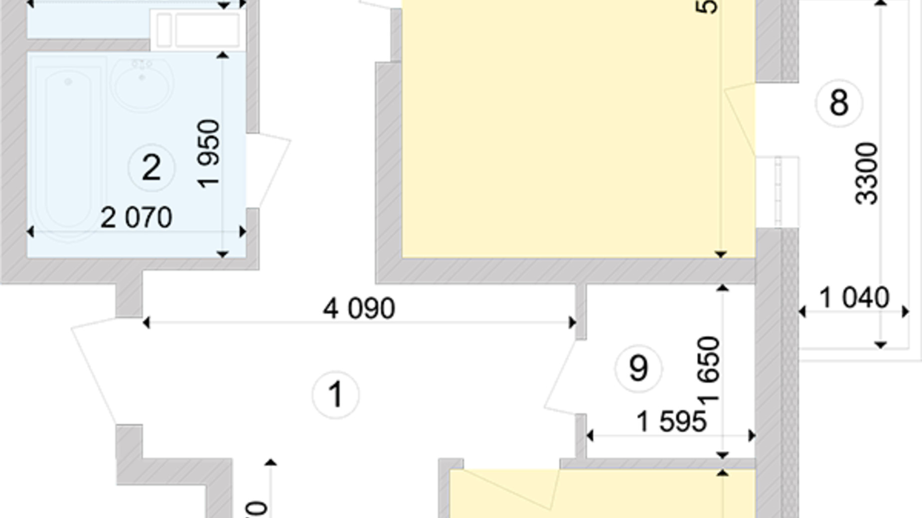 Планировка 2-комнатной квартиры в ЖК Голосеевская Долина 67.85 м², фото 260377