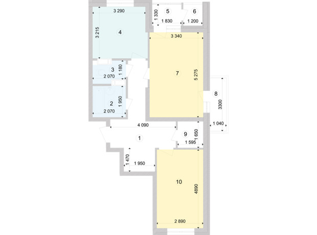 ЖК Голосеевская Долина: планировка 2-комнатной квартиры 67.85 м²