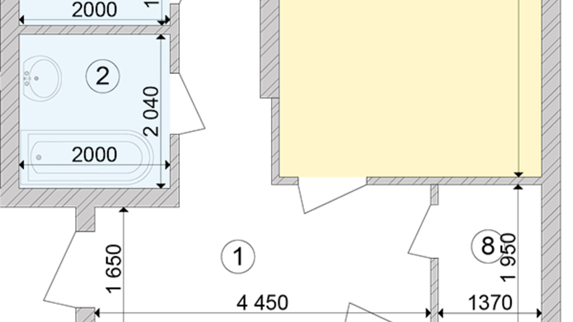 Планировка 2-комнатной квартиры в ЖК Голосеевская Долина 63.65 м², фото 260378