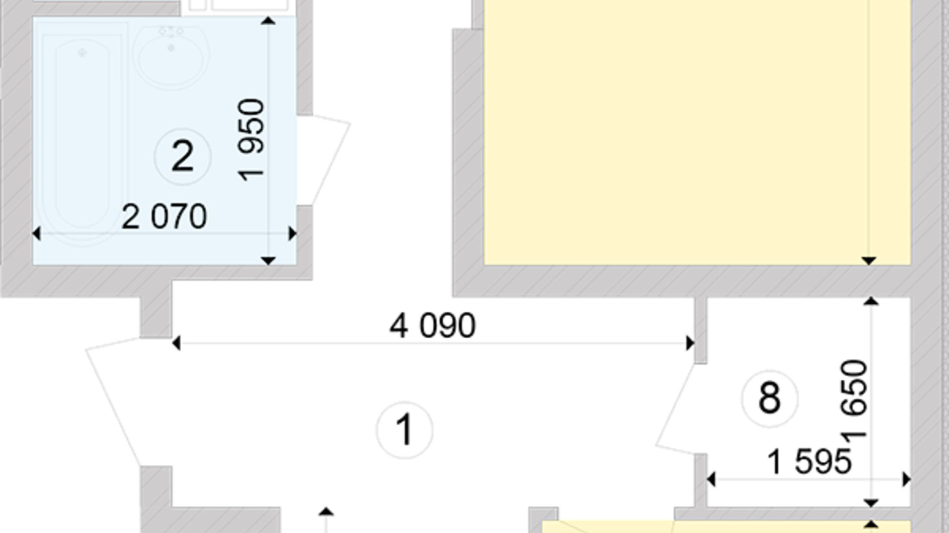 Планировка 2-комнатной квартиры в ЖК Голосеевская Долина 67.85 м², фото 260379