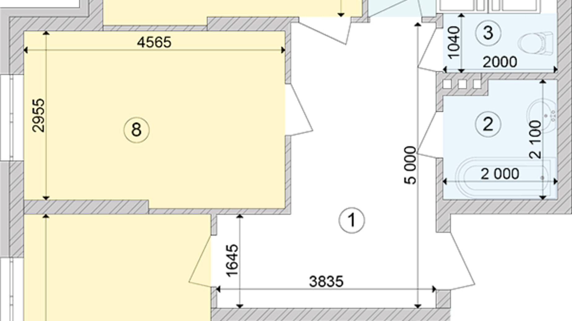 Планировка 3-комнатной квартиры в ЖК Голосеевская Долина 85.44 м², фото 260381