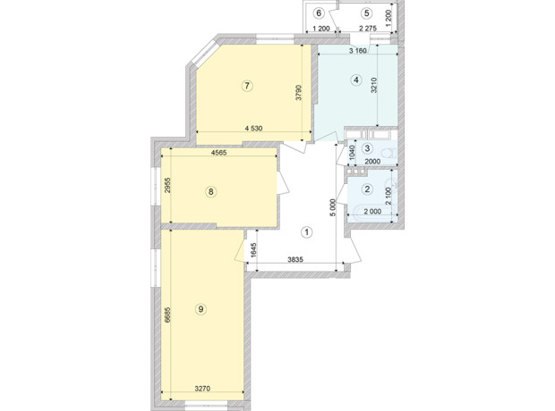 ЖК Голосіївська Долина: планування 3-кімнатної квартири 85.44 м²