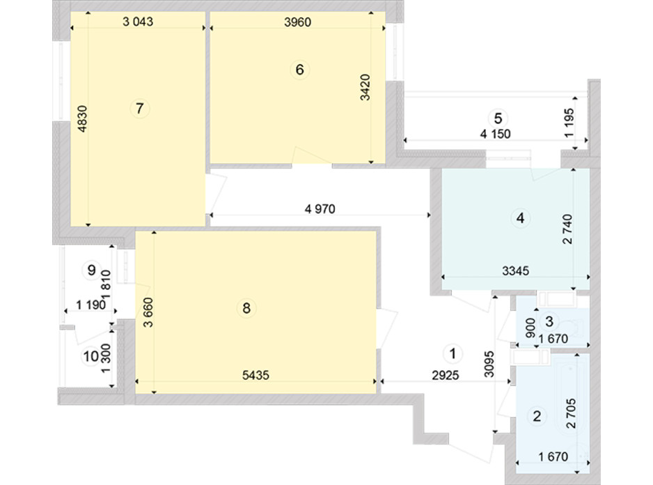 Планировка 3-комнатной квартиры в ЖК Голосеевская Долина 83.43 м², фото 260382 Планировка 3-комнатной квартиры в ЖК Голосеевская Долина 83.43 м², фото 260382
