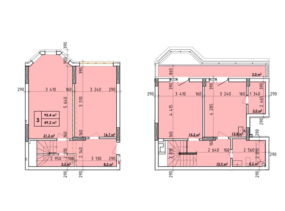 Планировка 3-комнатной квартиры в ЖК Венский Квартал 95.4 м², фото 260719 Планировка 3-комнатной квартиры в ЖК Венский Квартал 95.4 м², фото 260719