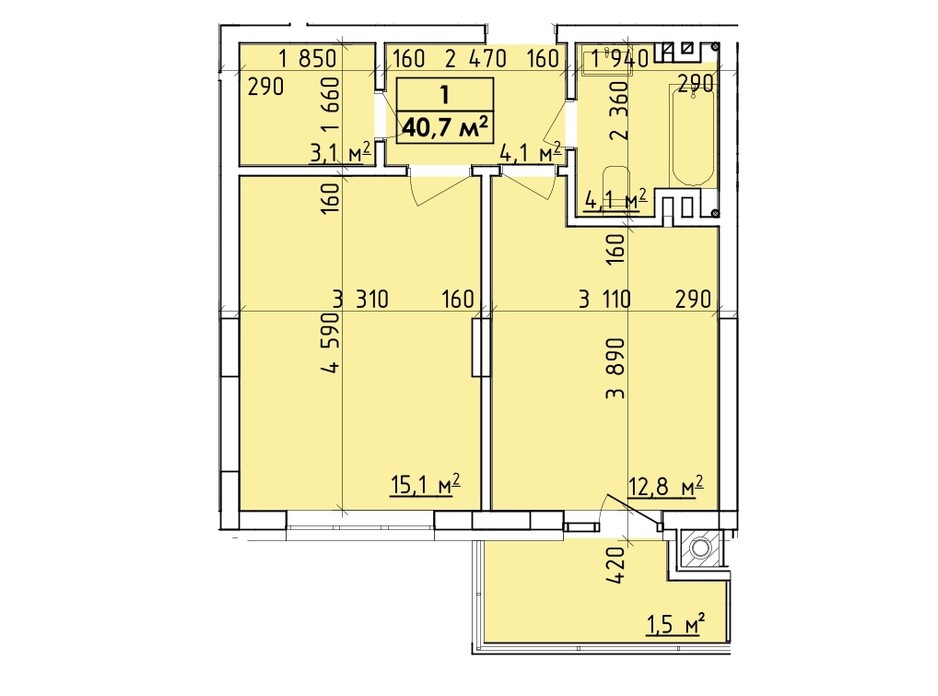 Планировка многоуровневой квартиры в ЖК Венский Квартал 40.7 м², фото 260744 Планировка многоуровневой квартиры в ЖК Венский Квартал 40.7 м², фото 260744
