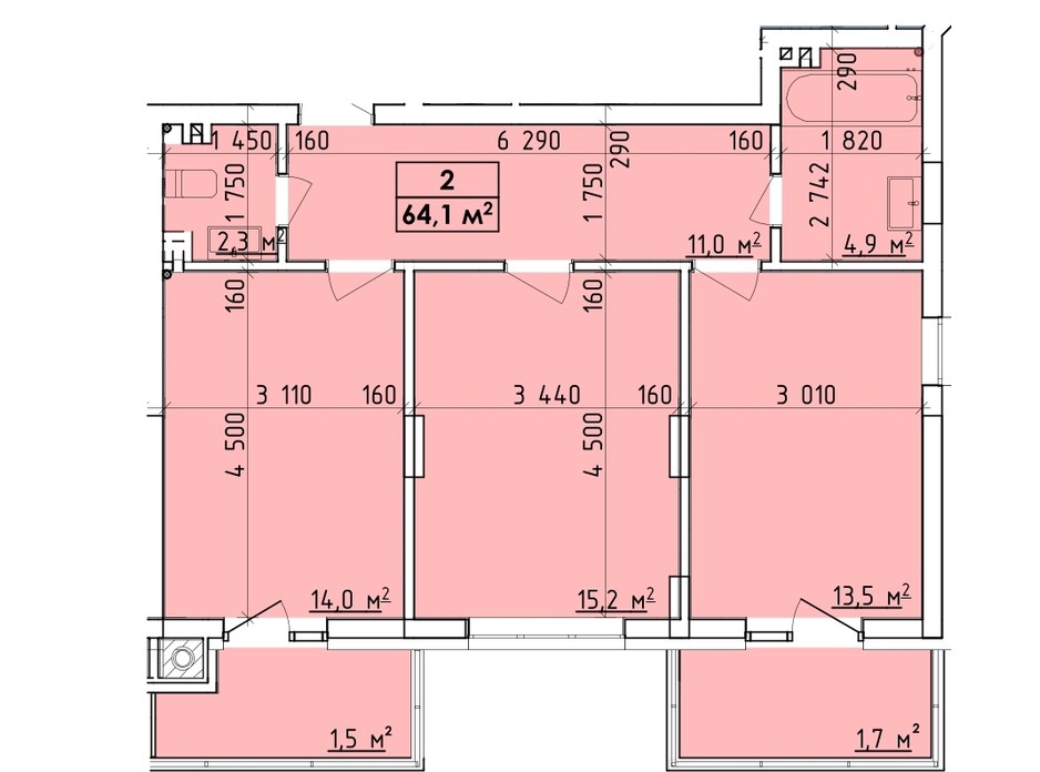 Планировка многоуровневой квартиры в ЖК Венский Квартал 64.1 м², фото 260747 Планировка многоуровневой квартиры в ЖК Венский Квартал 64.1 м², фото 260747