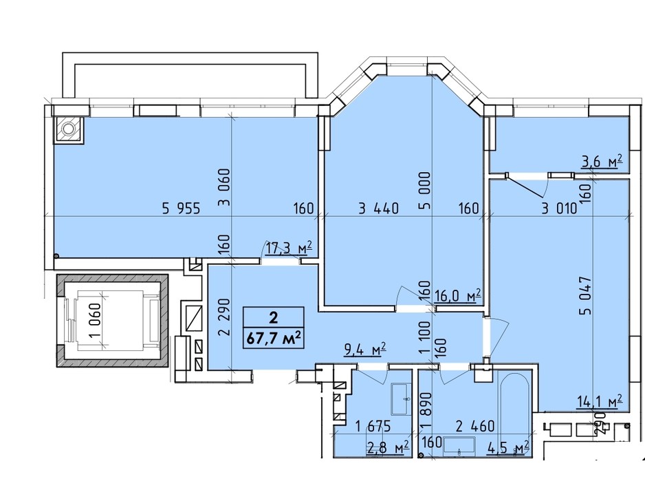 Планування багаторівневої квартири в ЖК Віденський Квартал 67.7 м², фото 260748 Планування багаторівневої квартири в ЖК Віденський Квартал 67.7 м², фото 260748