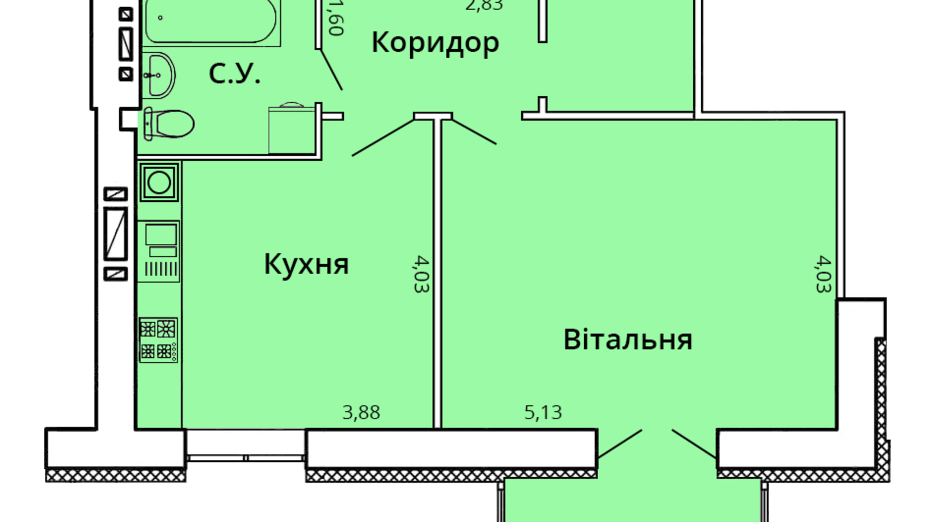 Планировка 1-комнатной квартиры в ЖК Премьер Хаус 51.04 м², фото 260966