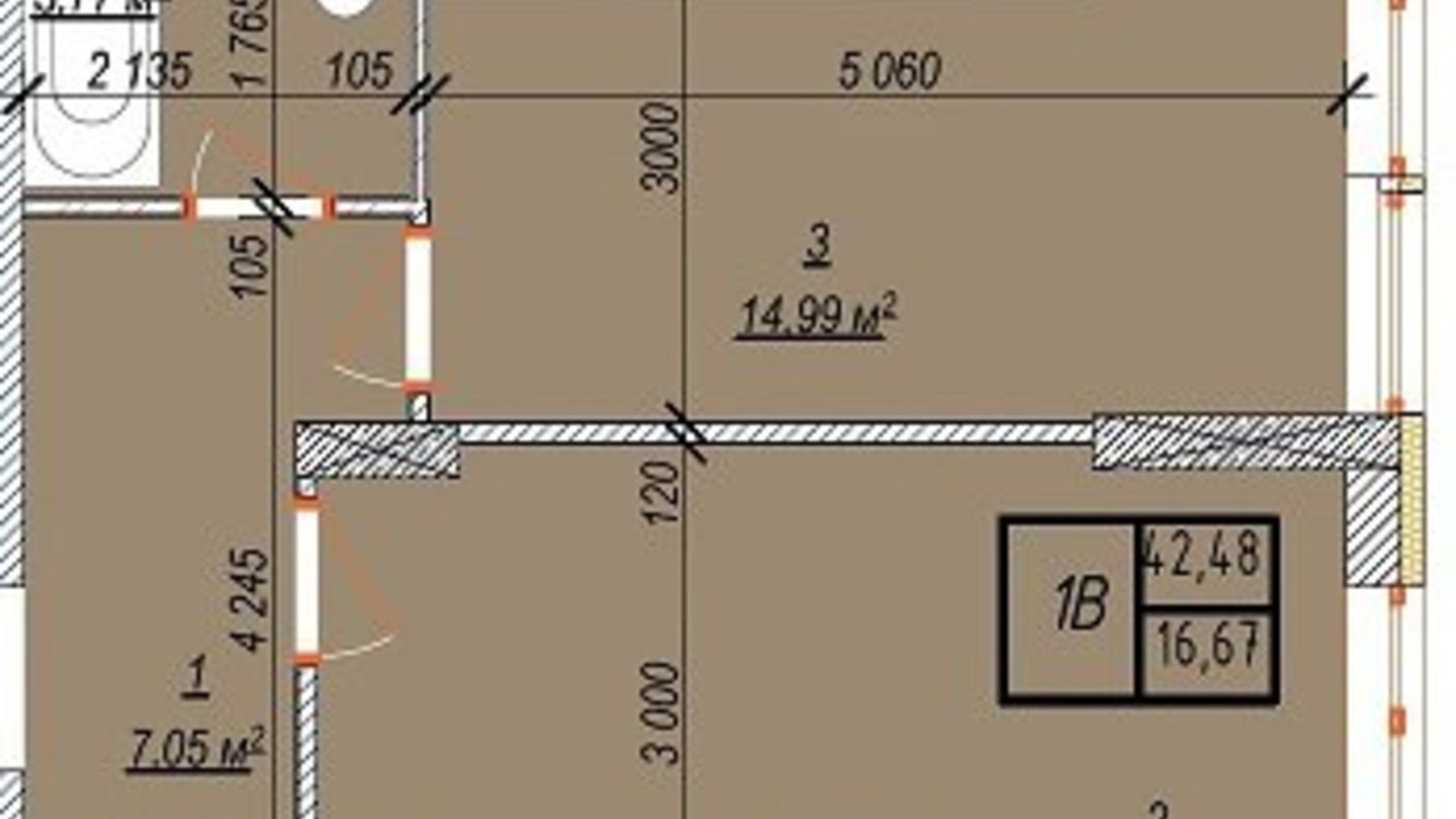 Планировка 1-комнатной квартиры в ЖК Свобода 43 м², фото 261390