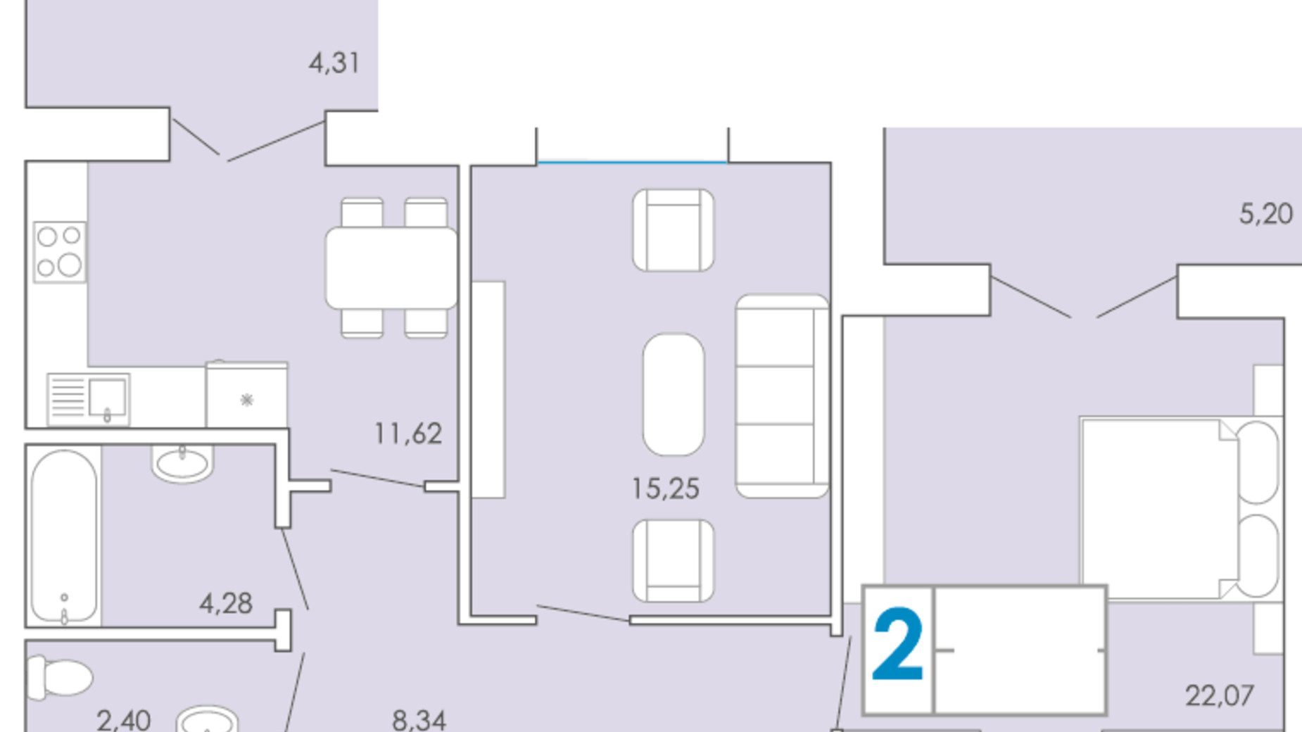 Планировка 2-комнатной квартиры в ЖК Срібні Озера Комфорт 73.19 м², фото 262768