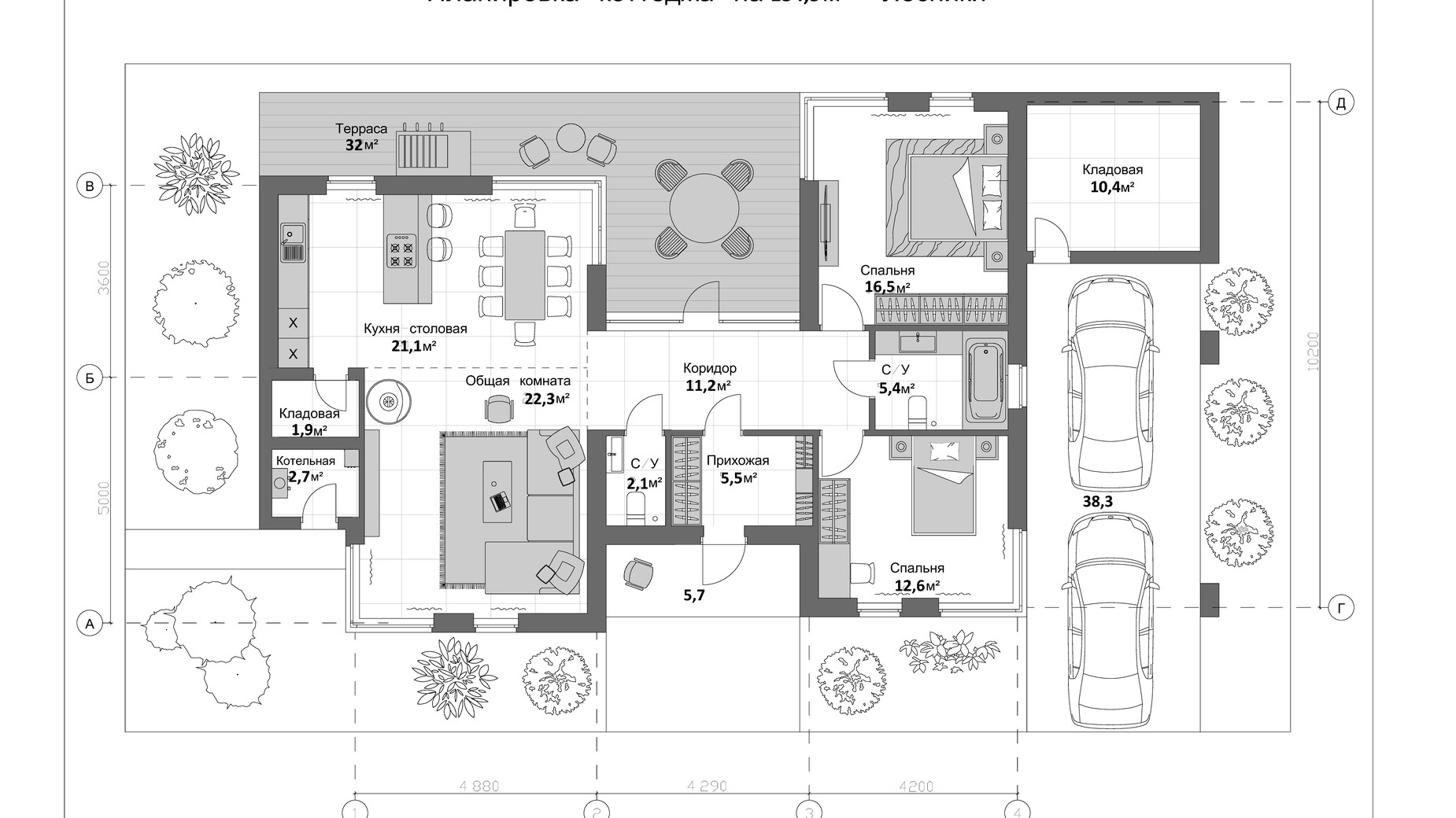 Планировка коттеджа в КГ 9 Элементов 134.5 м², фото 263404