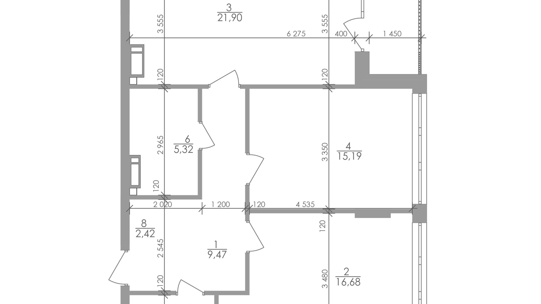 Планировка 2-комнатной квартиры в ЖК Greenville на Печерске 76.2 м², фото 263694