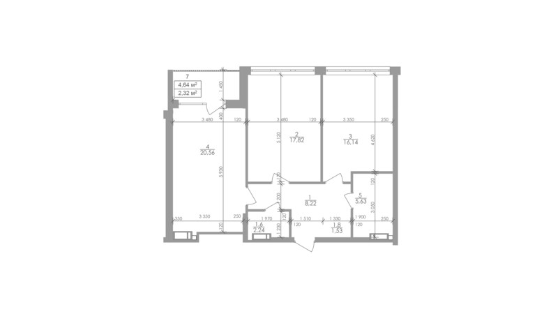 Планування 2-кімнатної квартири в ЖК Greenville на Печерську 74.5 м², фото 263774