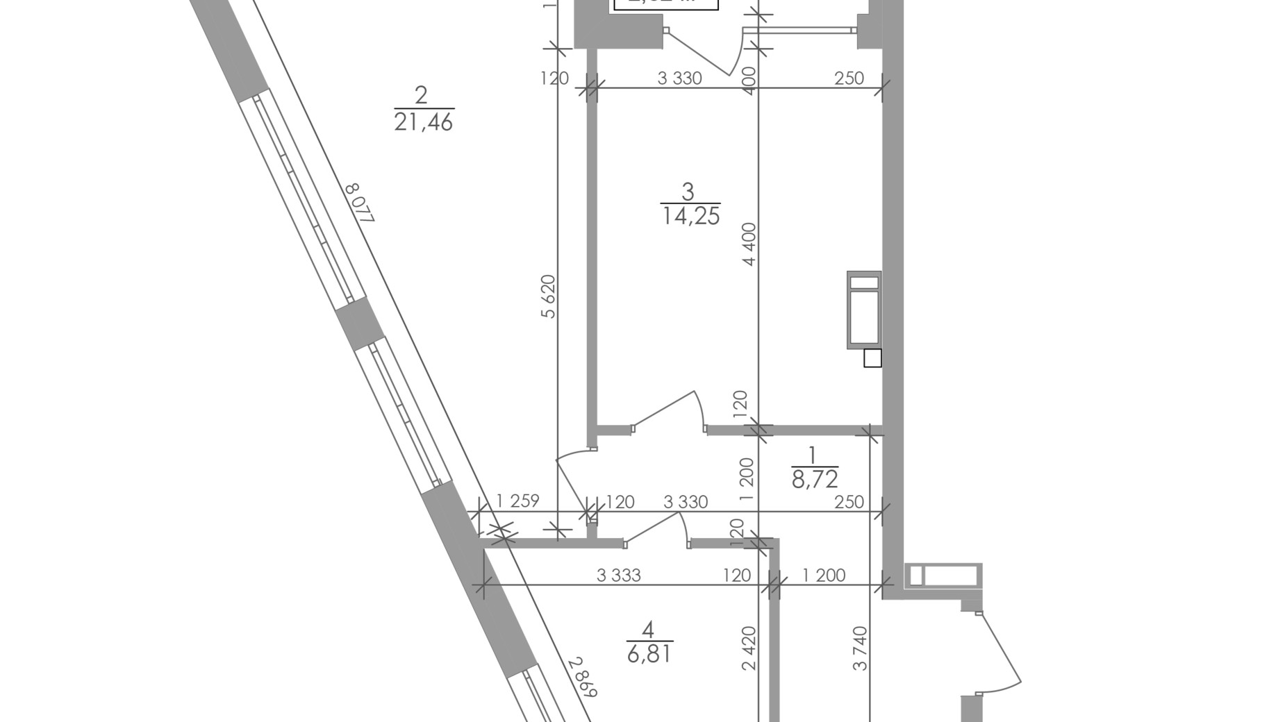 Планировка 1-комнатной квартиры в ЖК Greenville на Печерске 53.6 м², фото 263842