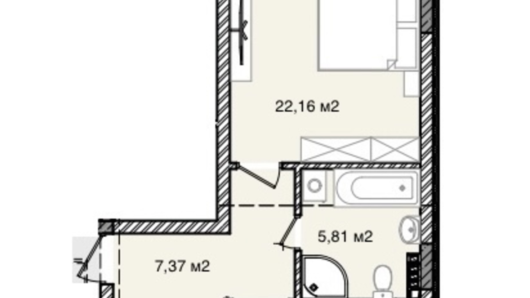 Планировка 1-комнатной квартиры в КД На Кондукторской 60.12 м², фото 264041