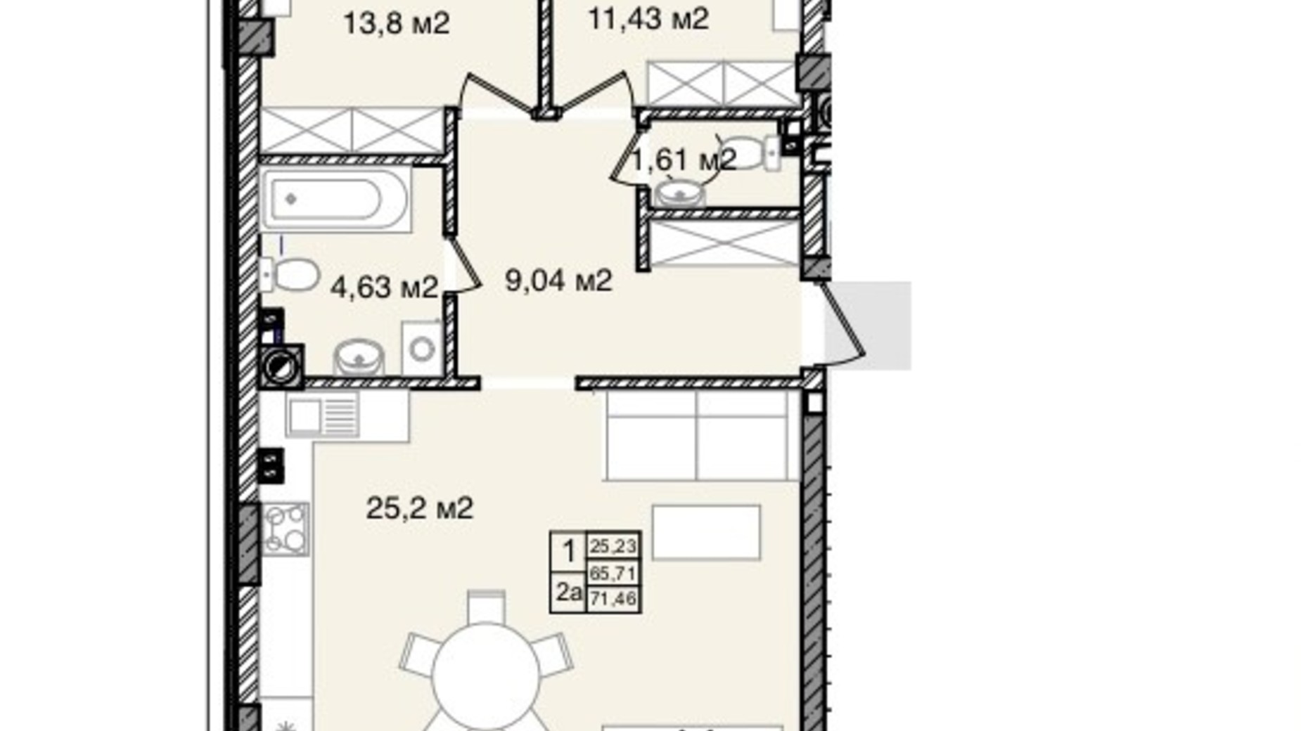 Планування таунхауса в КБ На Кондукторській 71.46 м², фото 264046